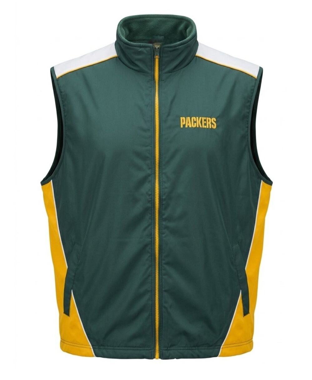NFL Green Bay Packers Reversible Vest Green Gold Gilet Men's XL Vintage Fan Wear